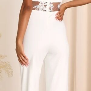 Lulu's White Lace Detail Jumpsuit